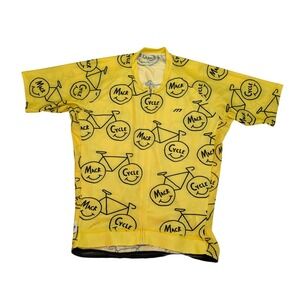 Moretti Mack Cycle Cycling Jersey Mens 3XL Yellow Mesh Bike Graphic Full Zip